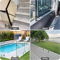 Accessoires de balustrade extérieure OEM modernes en acier inoxydable, sans cadre, résistants à la rouille, pour piscine et clôture en verre