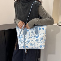 Sac fourre-tout simple grande capacité en PU avec fermeture éclair pour femme, nouvelle collection 2026, style urbain, imprimé tendance en polyester, été-automne