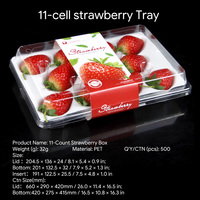 Transparante plastic aardbeiendoos met schuim, ecologisch recycleerbare fruitverpakking, PET-container met deksel, aangepaste etikettering
