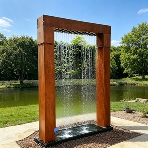 Stainless Steel Freestanding LED Rain Curtain Water Fountain For Villa Pool Garden - Product Image 2