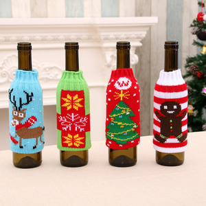 Décorations de Noël pour la maison : Housses de bouteille de bière de Noël tricotées haut de gamme, décorations de bouteille de bière de Noël, manchons pour bouteilles - Product Image 1