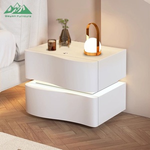 Wayon Moderner, minimalistischer, intelligenter Nachttisch mit LED-Beleuchtung, eleganter Nachttisch mit 2 Schubladen und Ladeanschluss für das Schlafzimmer - Product Image 3