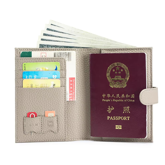 Custom Logo PU Leather Multifunction Travel Passport Cover Money Slot SIM Card Credit Card ID Ticket Organizer Passport Holder