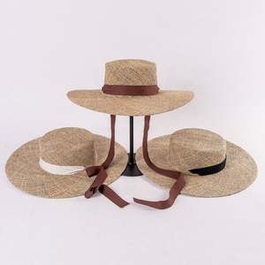 Sombrero de Paja de Ala Ancha Hecho a Mano con Hierba Marina, Novedad de Verano 2024, para Viajes al Aire Libre, Protección Solar para Mujeres en la Playa - Product Image 2