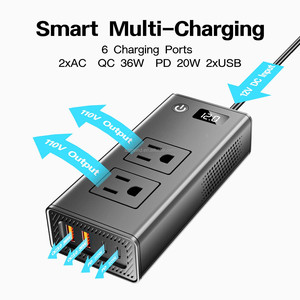 4 cổng <span class=keywords><strong>USB</strong></span> Car Charger Adapter với 200W DC 12V 220V AC Power biến tần QC3.0 36W pd20w nhanh chóng sạc xe biến tần - Product Image 6
