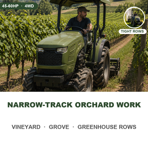 รถแทรกเตอร์ฟาร์มดีเซลขนาดเล็ก Woye Greenhouse Vineyard ROPS Cab ขับเคลื่อน 4 ล้อ สำหรับสวนผลไม้ขนาดเล็ก 45-60 แรงม้า รุ่นใหม่ - Product Image 1