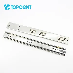 Topcent-Guías de cajón deslizantes para muebles, accesorios para muebles de extensión completa de 45mm, montaje de canal telescópico lateral, rodamiento de bolas