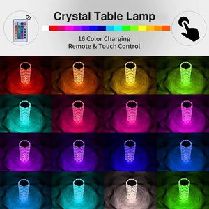 <span class=keywords><strong>Tactile</strong></span> cristal lampe de table bureau éclairage intérieur luxe Rose capteur Rechargeable Usb rvb décoration décor à la maison Led chambre veilleuse - Product Image 5