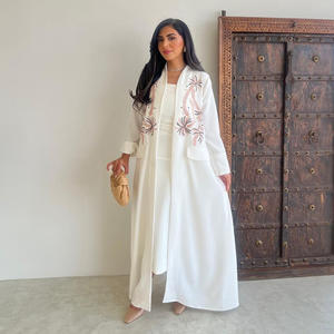 Zifeng OEM Abaya Moderna <span class=keywords><strong>de</strong></span> Estilo Oriental, con Ajuste Holgado y Cómodo, Bordado Floral Blanco, Estilo Elegante, CE - Product Image 5