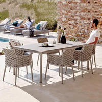 Ensemble table et chaises en rotin tressé pour extérieur, mobilier de jardin moderne, simple, imperméable et résistant au soleil pour villa, balcon, cour