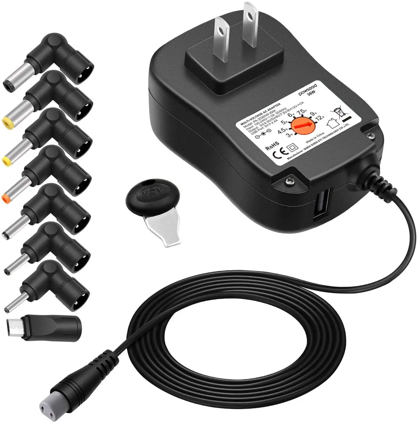 Adaptador Universal de CA para el hogar, de 3V fuente de alimentación, 4,5 V, 5V, 6V, 7,5 V, 9V, 12V, 36W, tiras LED, Router HUB, HDMI