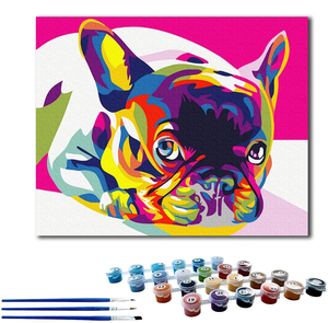 Decoración de la pared de la habitación del hogar, imagen artística para niños, Animal Pug-dog, pintura al óleo por números, pin - Product Image 1