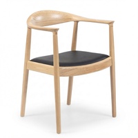 Chaise de salle à manger en bois avec accoudoirs, design ergonomique de luxe, confortable, empilable, avec coussin de siège en cuir souple, en promotion