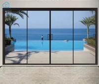 Porte pliante en aluminium noir à grille arquée avec verre cannelé, moderne et résistante à l'eau, pour cuisine et café, cloison intérieure