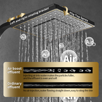 Vente chaude Carré Noir Or Salle De Bains Douche Robinet Ensembles Tête De Douche Colonne Chaud Froid Système De Douche Thermostatique