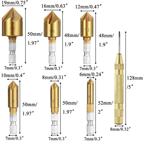 TEHAUX Cobalt-Coated Chamfer Drill Bit – Precision Countersink Tool For Wood & Metal With Chip Removal