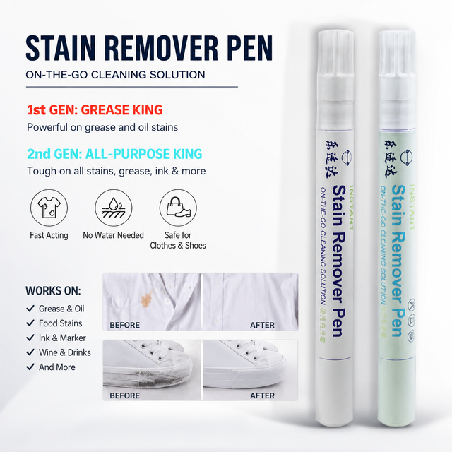 Custom Portable Stain Remover Pen Instant Cleaning Solution For Clothes Shoes Oil Ink Food Stains OEM Wholesale