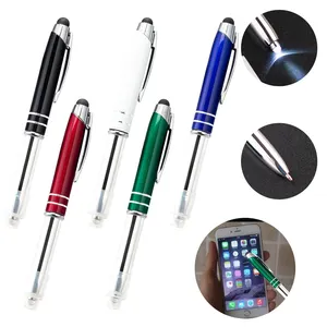 Factory Wholesale 3 in 1 Multi-Function Metal stylus Led Light Flashlight Pen Laser Logo Light Pen Torch Light Ballpoint Pen
