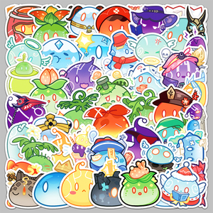 50Pcs Waterproof Vinyl Stickers, Cute Kawaii Genshin Impact Slime Cartoon Decals for Diary <strong>Game</strong> Console <strong>Girly</strong> DIY Decor - Product Image 5