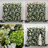 Muro de Flores Artificiales de la Serie Blanca y Verde en Tendencia 2027, 8*8 pies, de Alta Calidad, Enrollable, con Fondo de Flores Artificiales de Anturio y Orquídea