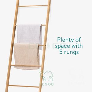Escalera de toalla de bambú Escalera de bambú de madera para toallas Accesorios de ropa Escalera robusta para Baño - Product Image 5