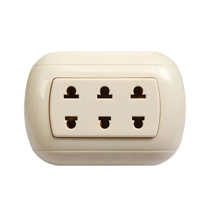 Ivory 3 Pole 2 Wire 2 Pin 15A-125/250V Electric Surface Receptacle Socket 15 amp socket