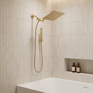 Pommeau <span class=keywords><strong>de</strong></span> douche tout en métal doré <span class=keywords><strong>de</strong></span> 16 pouces avec mode massage, pommeau <span class=keywords><strong>de</strong></span> douche pluie avec douchette à main intégrée - Product Image 1