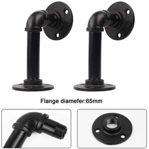 Encaixes De Tubulação Suportes De Prateleira De Tubo De Ferro Maleável Atacado Preto Rústico Outros Móveis Hardware Acessórios Do Quarto - Product Image 5