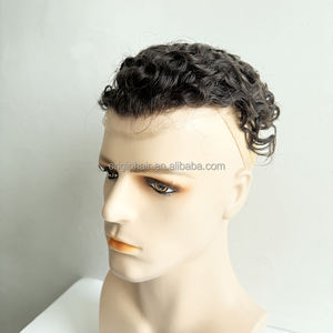 Prothèses capillaires pour hommes en cheveux humains naturels, avec dentelle suisse, style 'Back Hairstyles' et 'Water Wave', 24mm, pour systèmes de remplacement et perruques toupet - Product Image 2