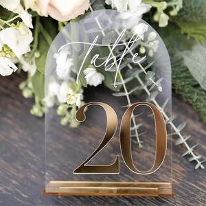 LANJO Modern <b>Acrylic</b> Wedding <b>Table</b> Numbers 10x15cm Rectangle Elegant Golden Durable Thick <b>Sign</b> for Reception Birthday - Product Image 1