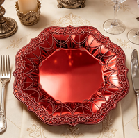 Assiettes de Présentation en PP de Luxe Durables, Vente Chaude 2026, Motif Personnalisé, pour Hôtels Modernes, Mariages, Fêtes, Vaisselle Pigmentée