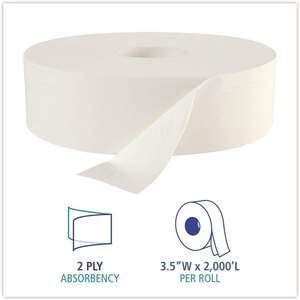 Papel Higiénico Boardwalk 6102 JRT, 2000 Pies/Rollo, 6 Rollos/Caja, Suave, Desechable, 4 Capas, Papel de Baño Blanco de 2 Capas - Product Image 6