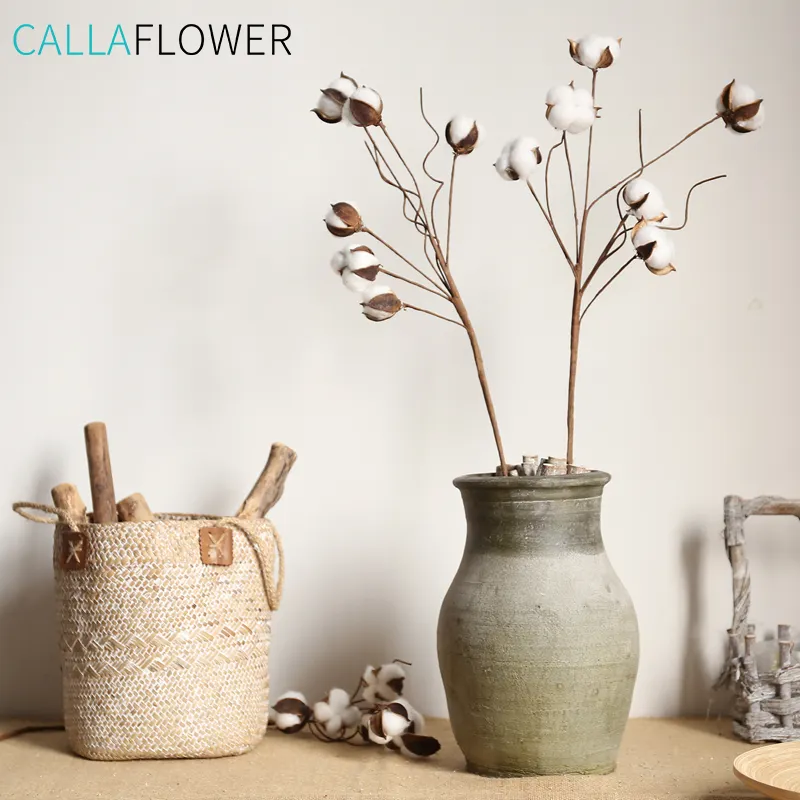 Paletas florais de decoração de hastes de algodão, flores para arranjos, decoração de casa