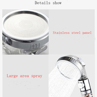 Pommeau de Douche Triple Jet Haute Pression avec Filtre en Coton PP et Pierre Minérale, Bouton d'Arrêt d'Eau, pour Salle de Bain