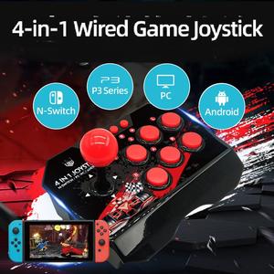 USB Có Dây 4-Trong-1 Retro Arcade Trạm Rocker Chiến Đấu Stick Trò Chơi Phím Điều Khiển Cho PC Android TV Cho PS3 & Chuyển Đổi - Product Image 2