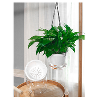 Jardinière suspendue auto-arrosante transparente avec niveau d'eau visible, arrosage automatique, panier suspendu transparent pour intérieur et extérieur