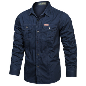Camisa de Hombre de Manga Larga, Color Sólido, con Botones y Bolsillos, Cuello Clásico, Estilo Casual, Roja, de Algodón, Corte Ajustado - Product Image 2