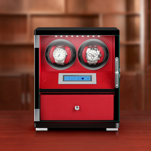 Caja enrolladora de reloj de lujo con laca de piano automática, pantalla personalizada de alta calidad, pantalla táctil de 2 ranuras con pie de bloqueo de huellas dactilares - Product Image 4