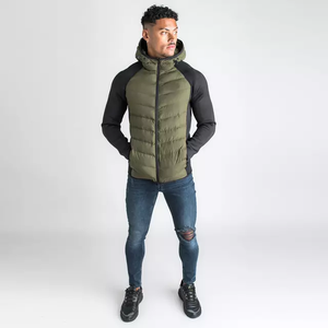 Men's Blue <b>Waterproof</b> Polyester Casual Washed Zipper Puffer <b>Jacket</b> with Hoodies Winter Wear <b>Plus</b> <b>Size</b> Knitted Processing - Product Image 5
