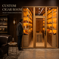 Humidor commercial sur mesure pour cigares, type chambre à cigares, avec étagères en cèdre espagnol et contrôle climatique, pour projet de magasin de cigares