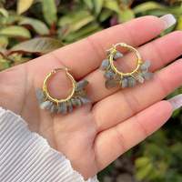 Boucles d'oreilles multicolores en cuivre plaqué or 18 ct en forme de feuille simple Boucles d'oreilles originales transfrontalières à la mode