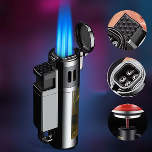 Briquet torche au butane DEBANG de haute qualité avec logo personnalisé, quatre flammes, alliage de zinc, cadeaux d'affaires, haute température pour la cuisson au barbecue - Product Image 1