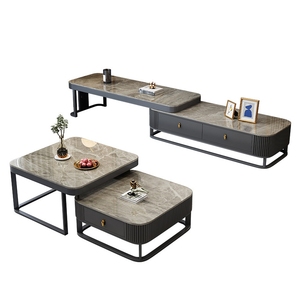Mesa de Centro Moderna para Sala de Estar Diseño en Madera de Roble Muebles Elegantes para el Hogar Mesa Central Soporte de <span class=keywords><strong>TV</strong></span> con Mármol - Product Image 6