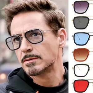Gafas de Sol Cuadradas de Moda con Logotipo Personalizado, Unisex, Montura Metálica, Estilo Moderno, Steampunk, Piloto, Tony Stark, para Hombre y Mujer - Product Image 2