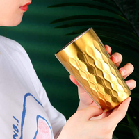 Tasses isothermes classiques en acier inoxydable SUS304 de qualité alimentaire, motif ondulé, pour café, bière, cocktails – Vente chaude