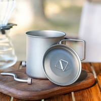 Tasse à café et thé portable en titane pur écologique pour extérieur, avec bec verseur amovible – 420 ml, idéale pour le camping