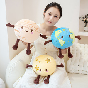 Boneka Bulu Planet Lucu Lisa, Bulan, Bumi, Saturnus, Mars, Globe, Mainan Anak, Gantungan Kunci - Product Image 1