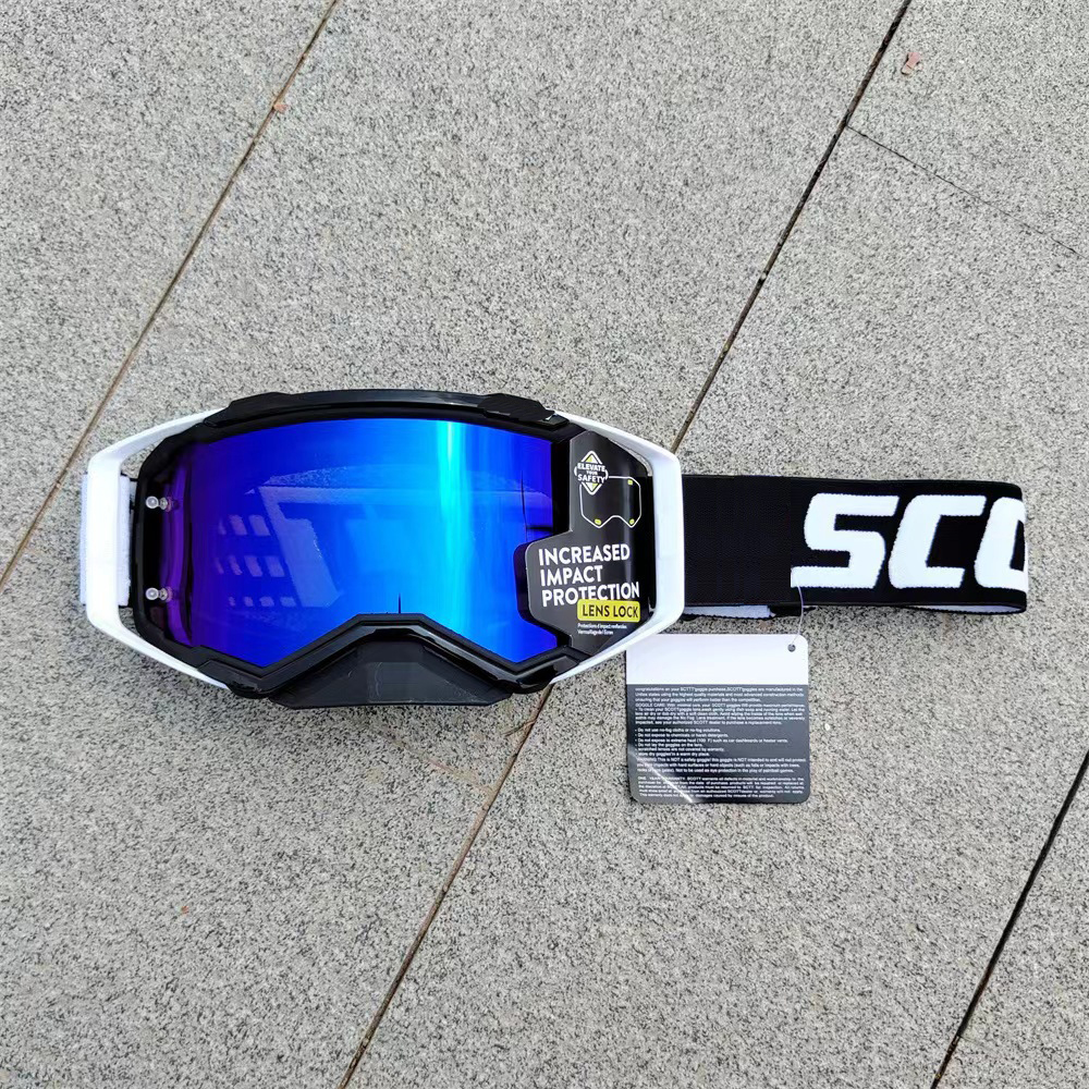 White/black frame + blue lens