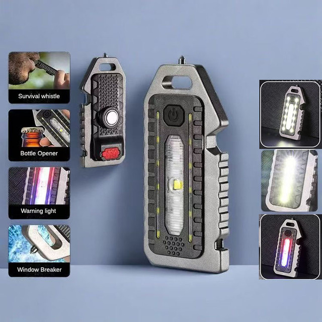 LED USB Rechargeable Mini Keychain Bicycle Warning Light Waterproof Safety Novelty Torch with Strong Magnetic Adsorption