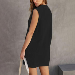 2025 été pour <span class=keywords><strong>Amazon</strong></span> Offre Spéciale nouveau Simple col transfrontalier sans manches robe tricotée pour les femmes couleur unie grande taille décontracté - Product Image 4